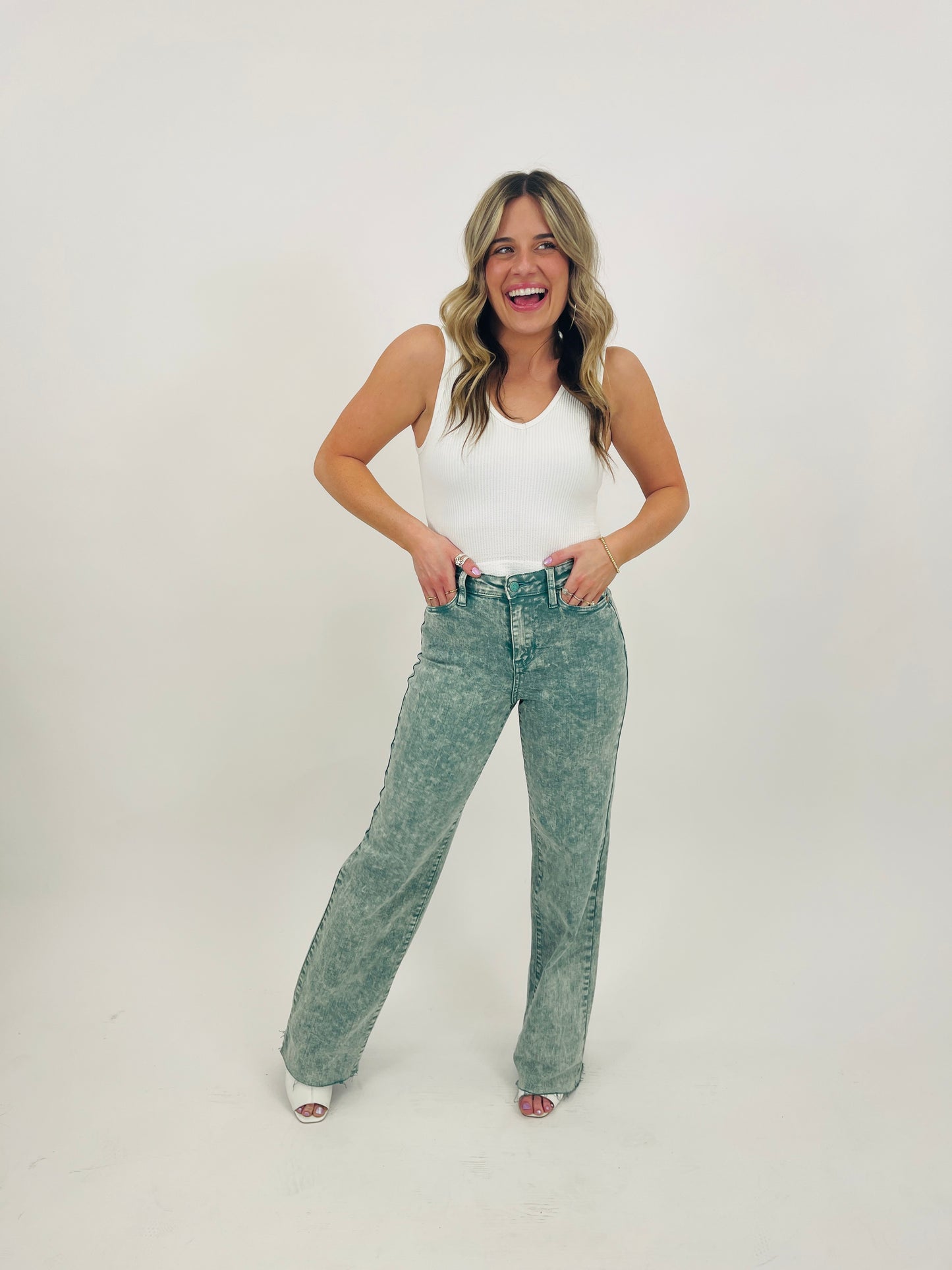 Judy Blue Shamrock & Roll Dad Jeans