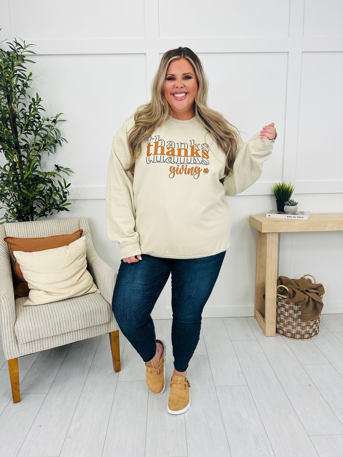 Thanksgiving Graphic Crewneck Sweatshirt- Multiple Colors!