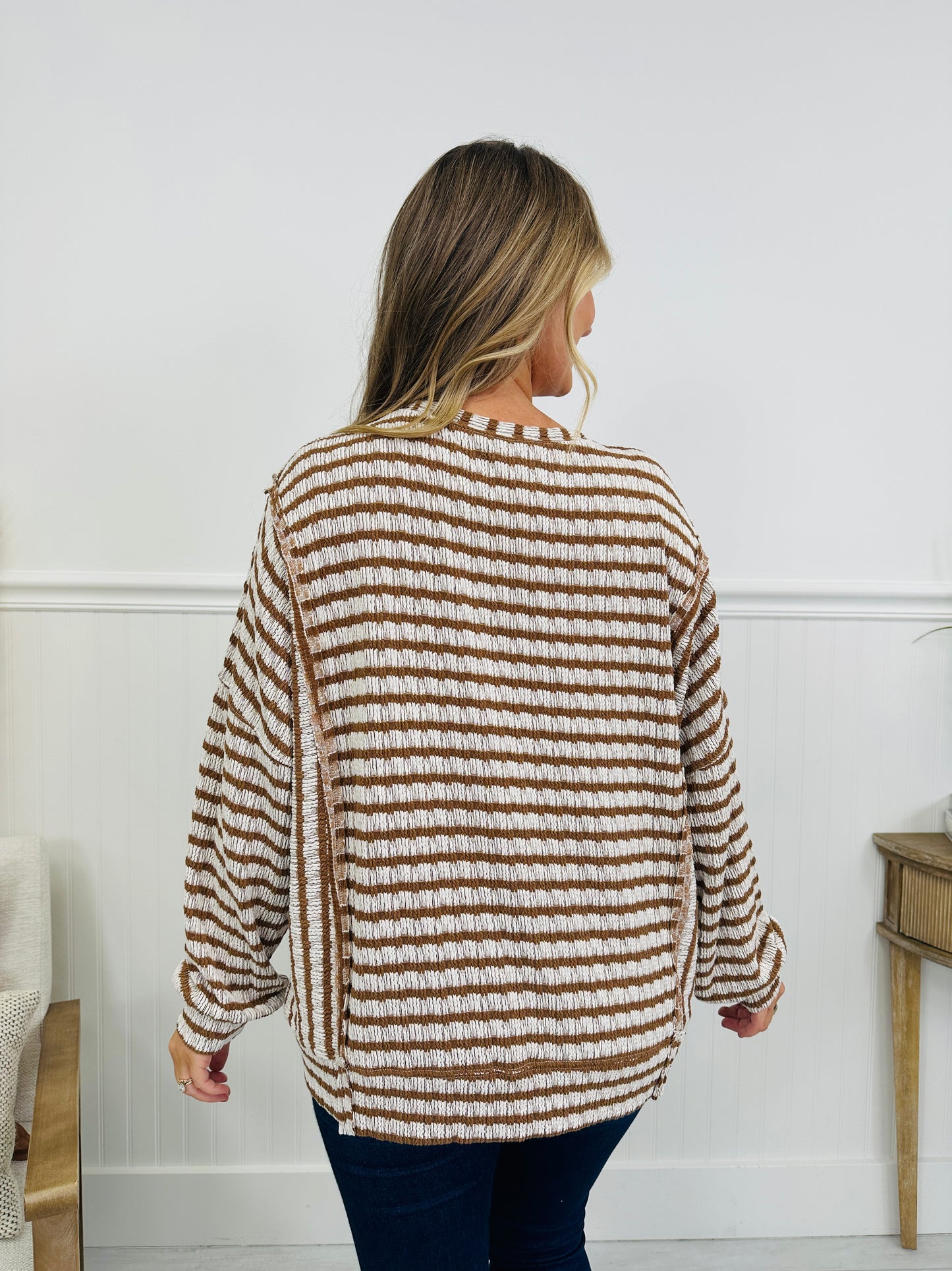 Striped Intuition Sweater in Camel