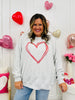 Red Metallic Heart Graphic Crewneck Sweatshirt