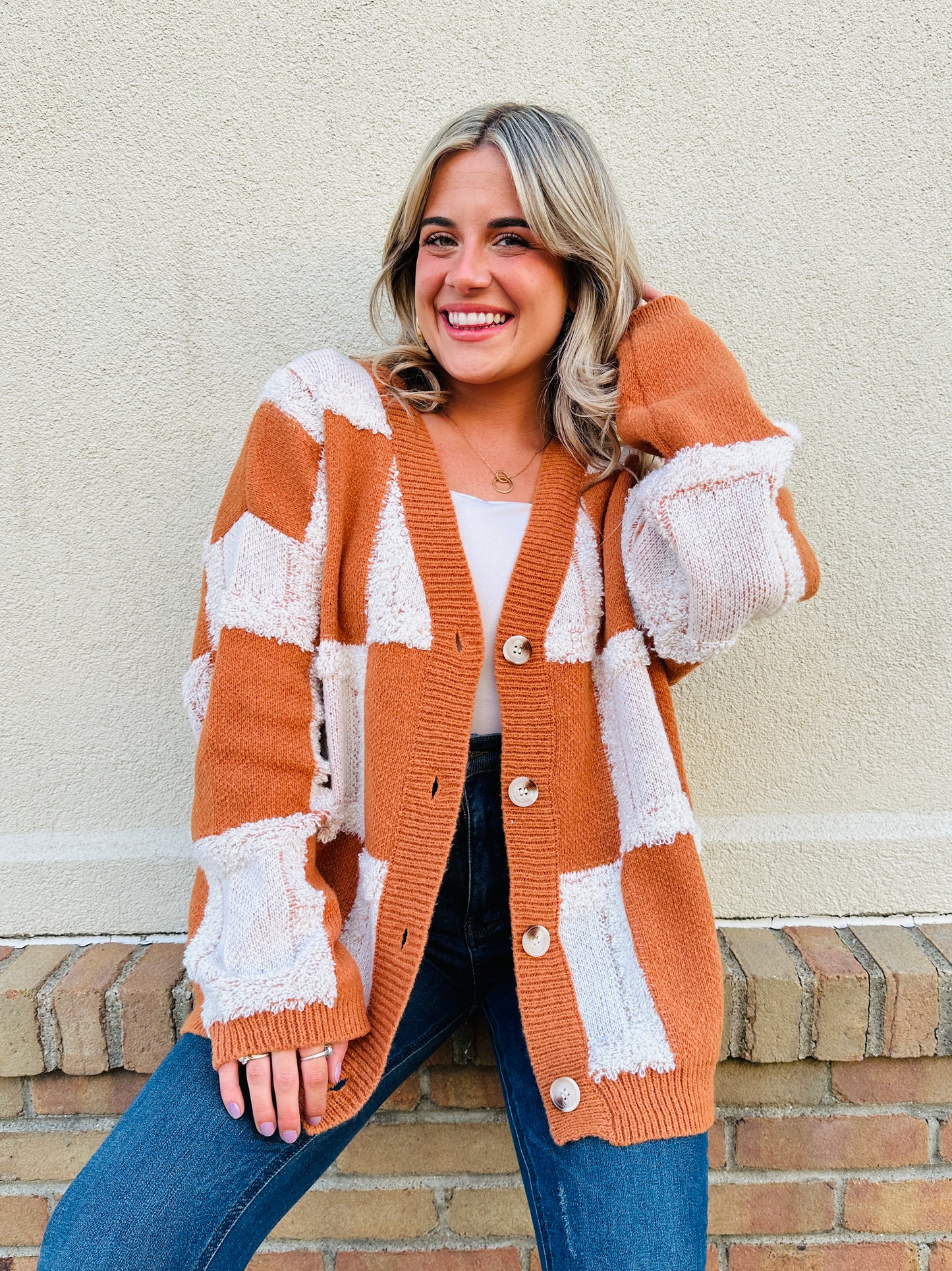 Everlasting Charm Cardigan In Rust Combo