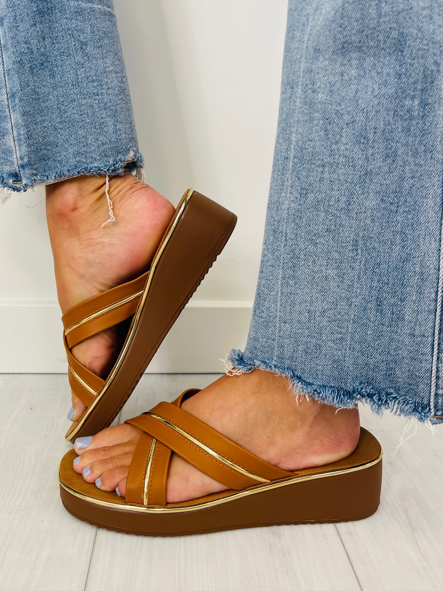 Steady Glow Sandals In Tan