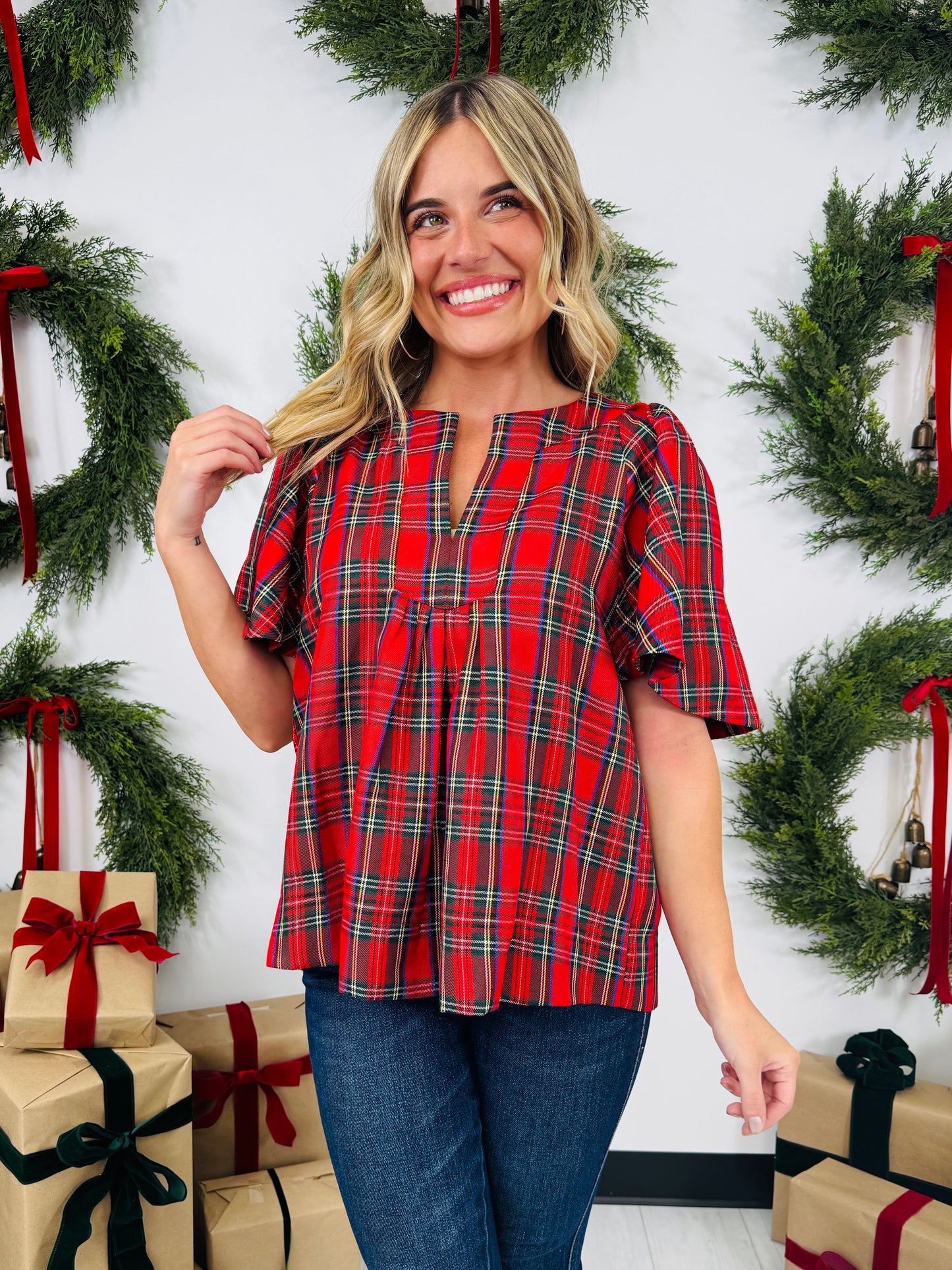 Plaid For The Party Top
