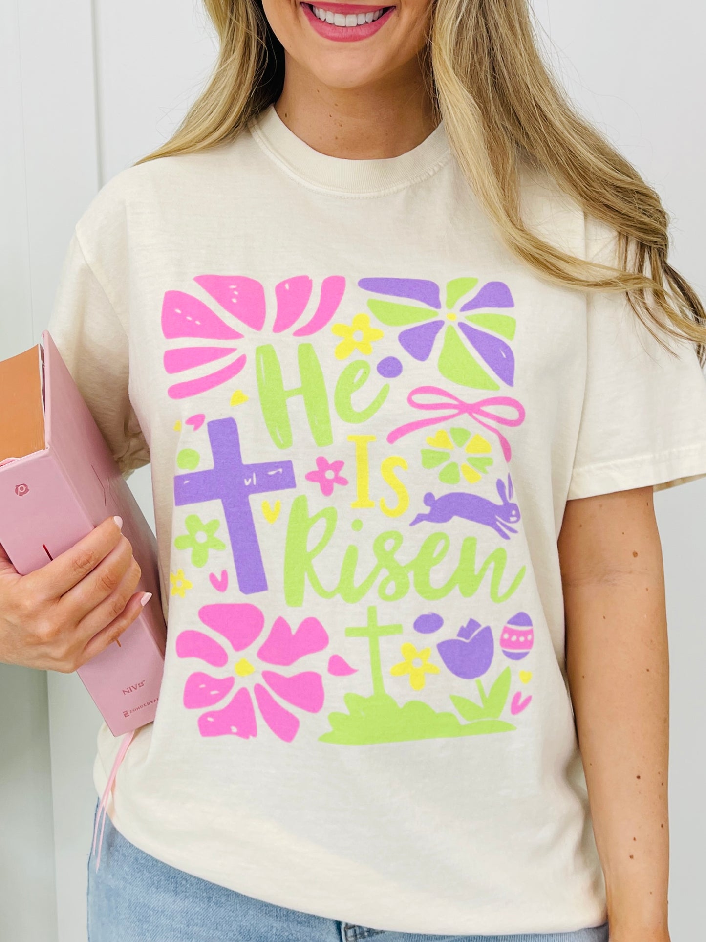 Colorful He Is Risen Graphic Tee