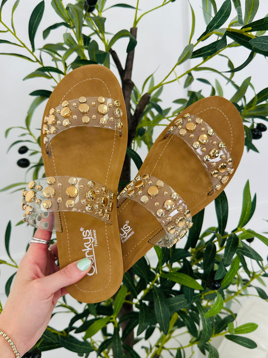 Dazzle Steps Sandals In Clear