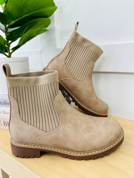 Embracing The Chaos Booties In Camel