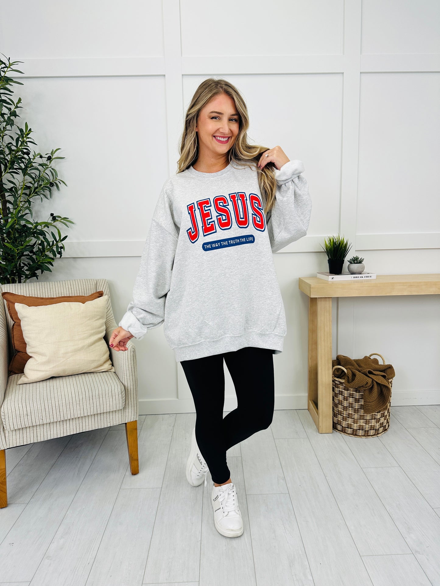 Jesus Is The Way Crewneck Graphic Sweatshirt