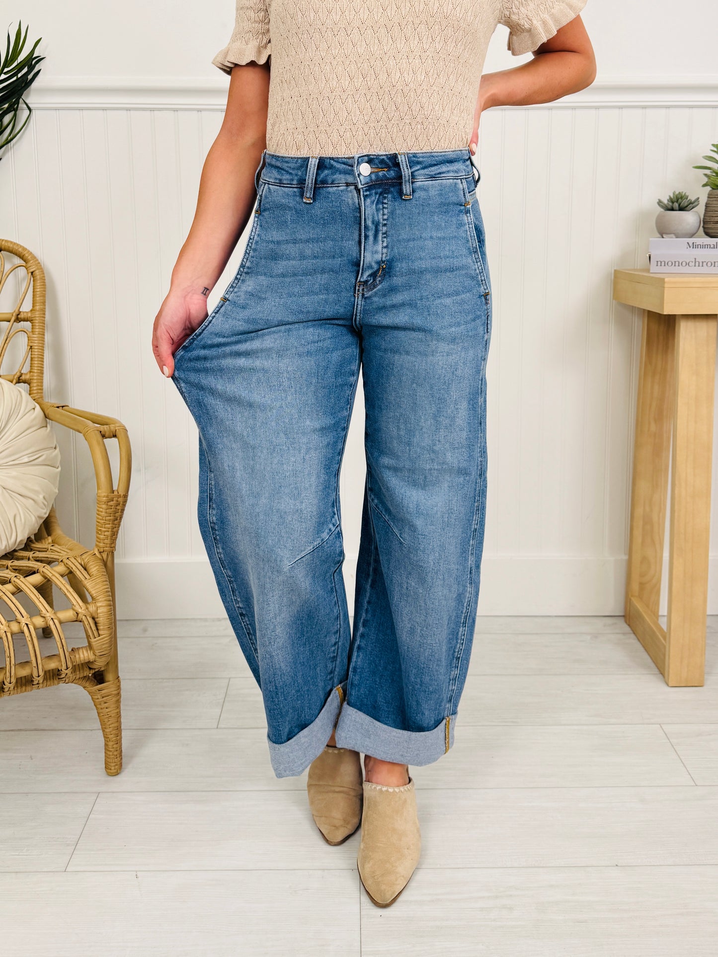 Spring Ready Tummy Control Slim Barrel Jeans