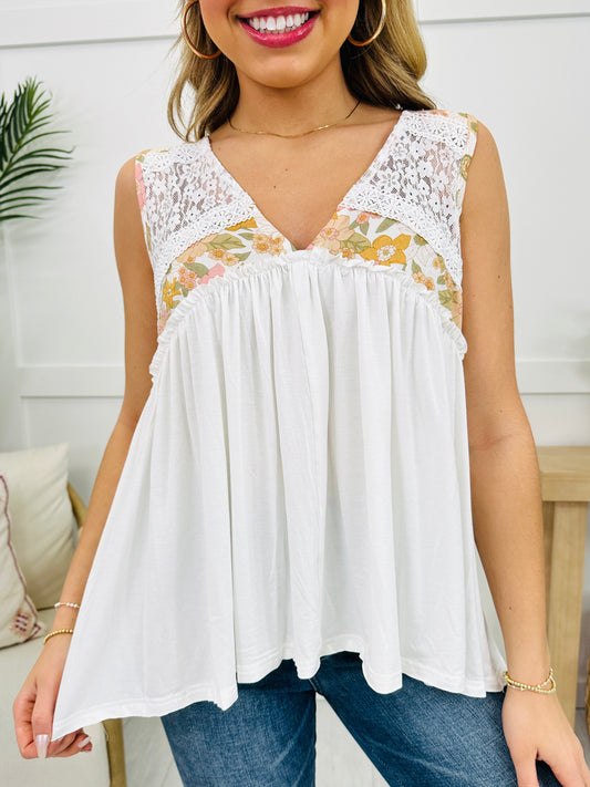 Meadow Charm Tank Top In Off White