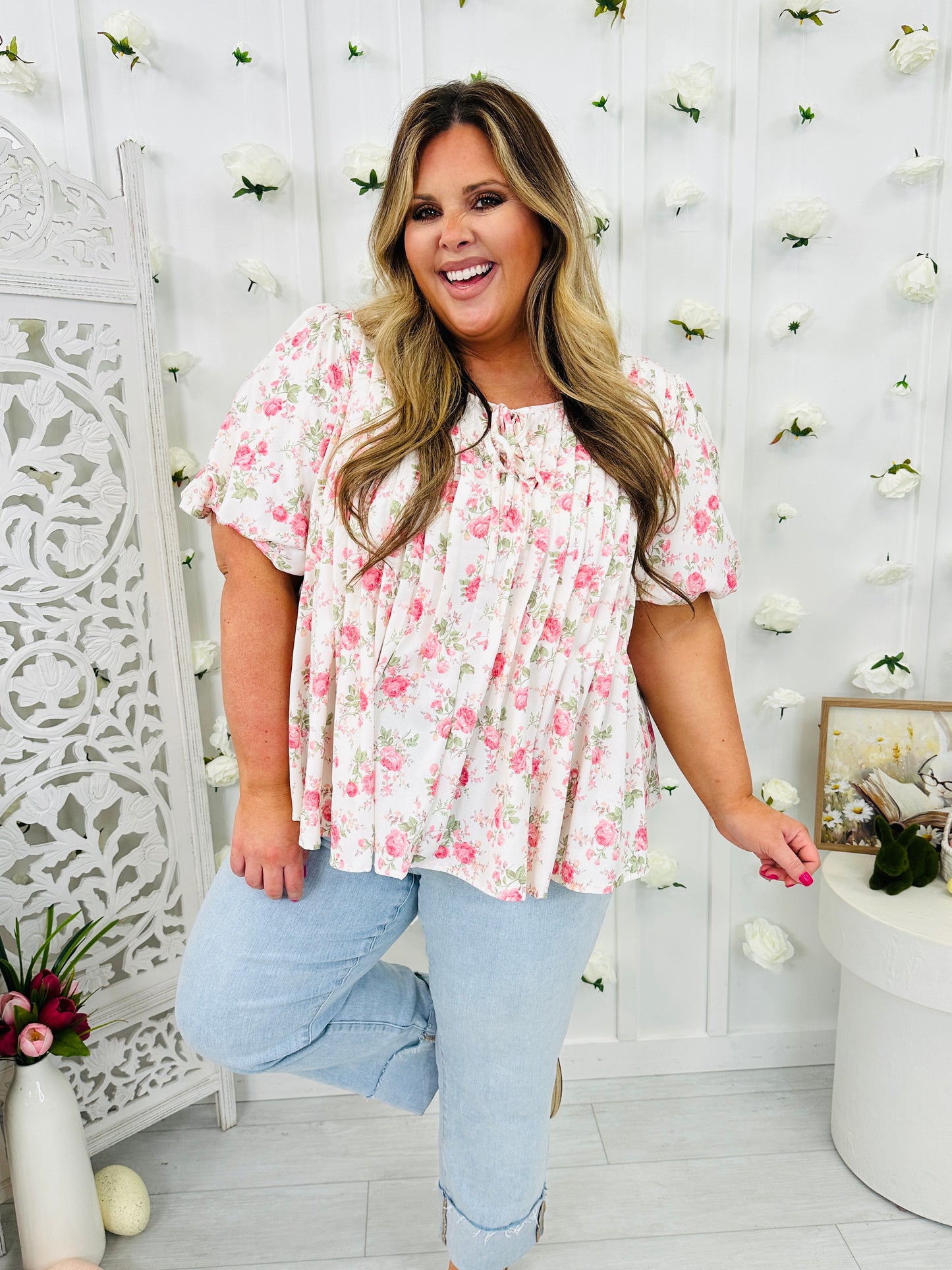 Vintage Blossoms Top In Blush