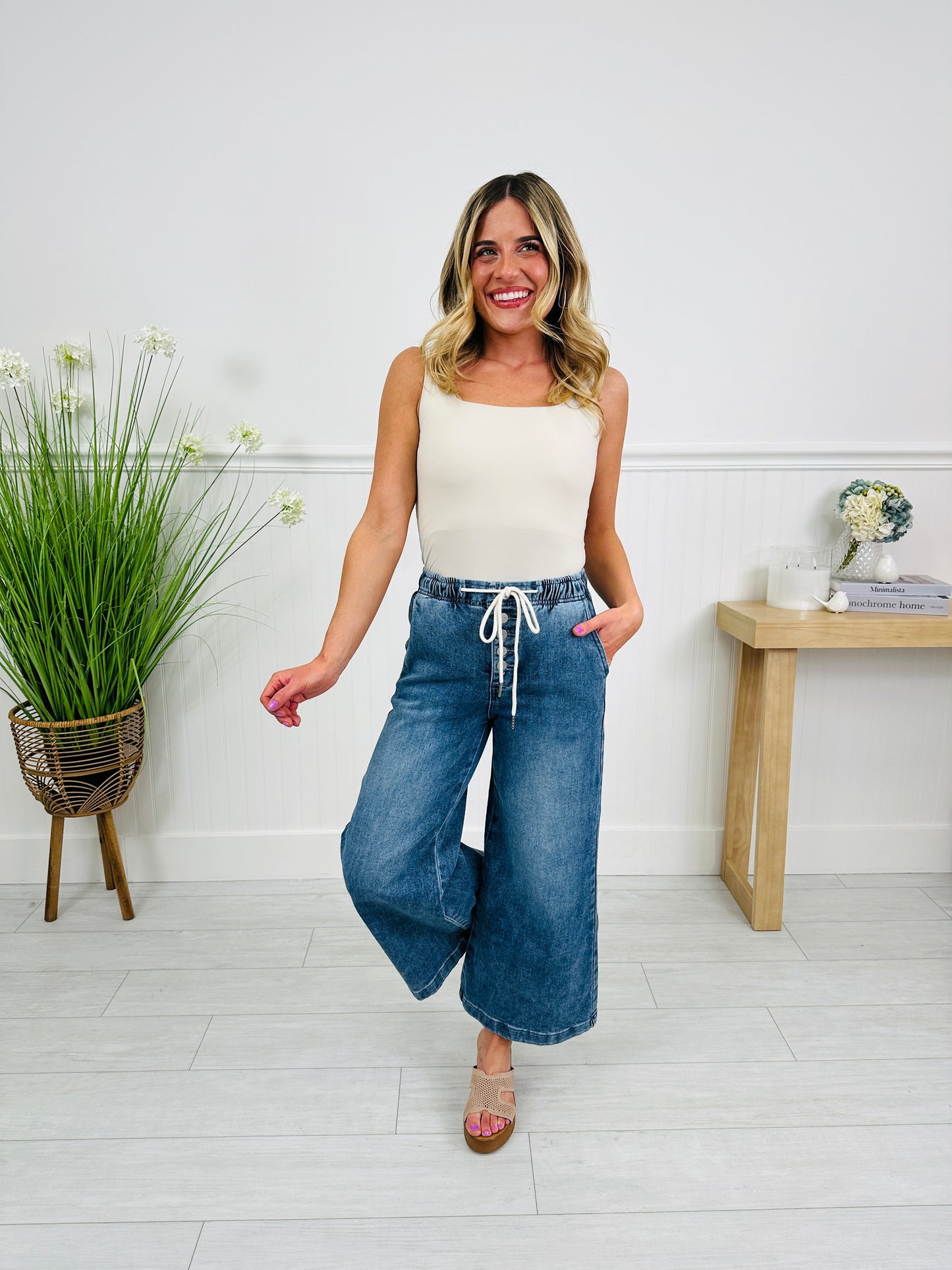 Stretch Your Limits Tummy Control Cropped Wide Leg Jeans