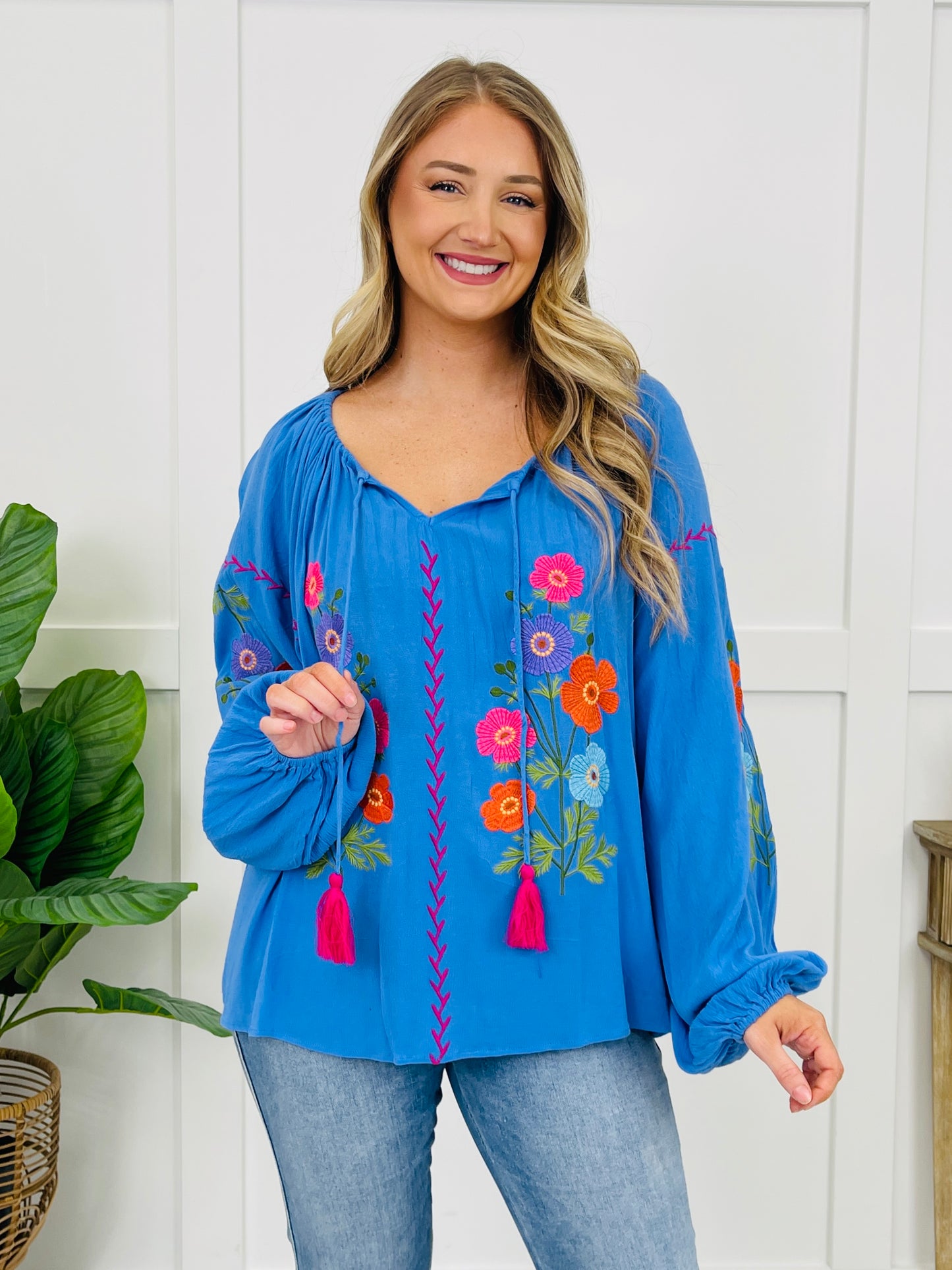 Garden Symphony Top In Cadet Blue