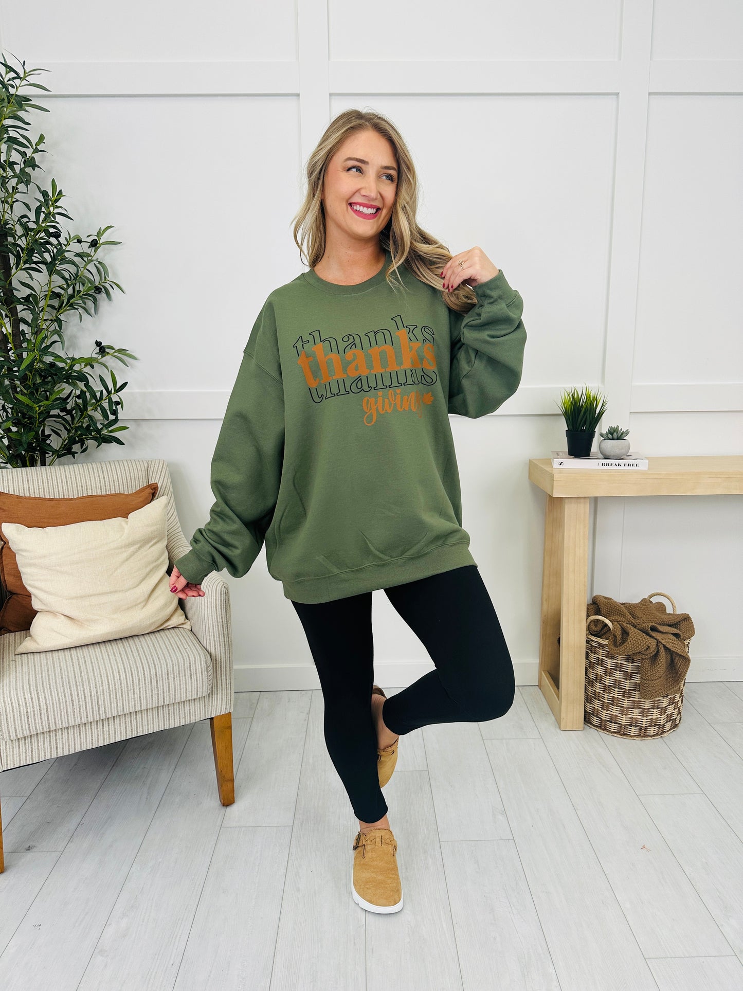 Thanksgiving Graphic Crewneck Sweatshirt- Multiple Colors!