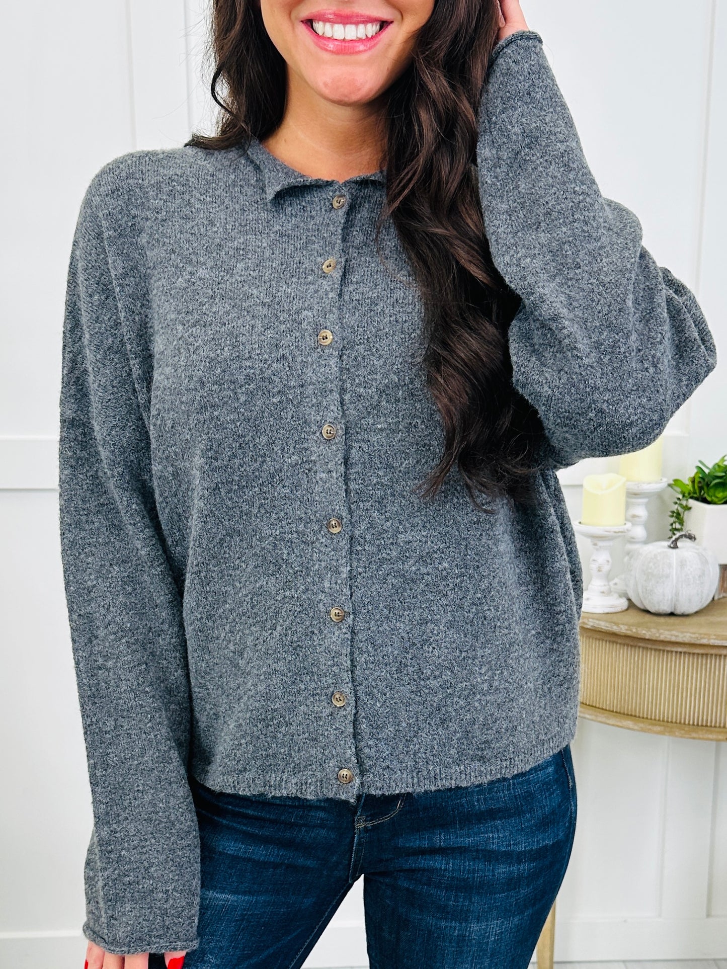 Keep It Classic Cardigan In Charcoal