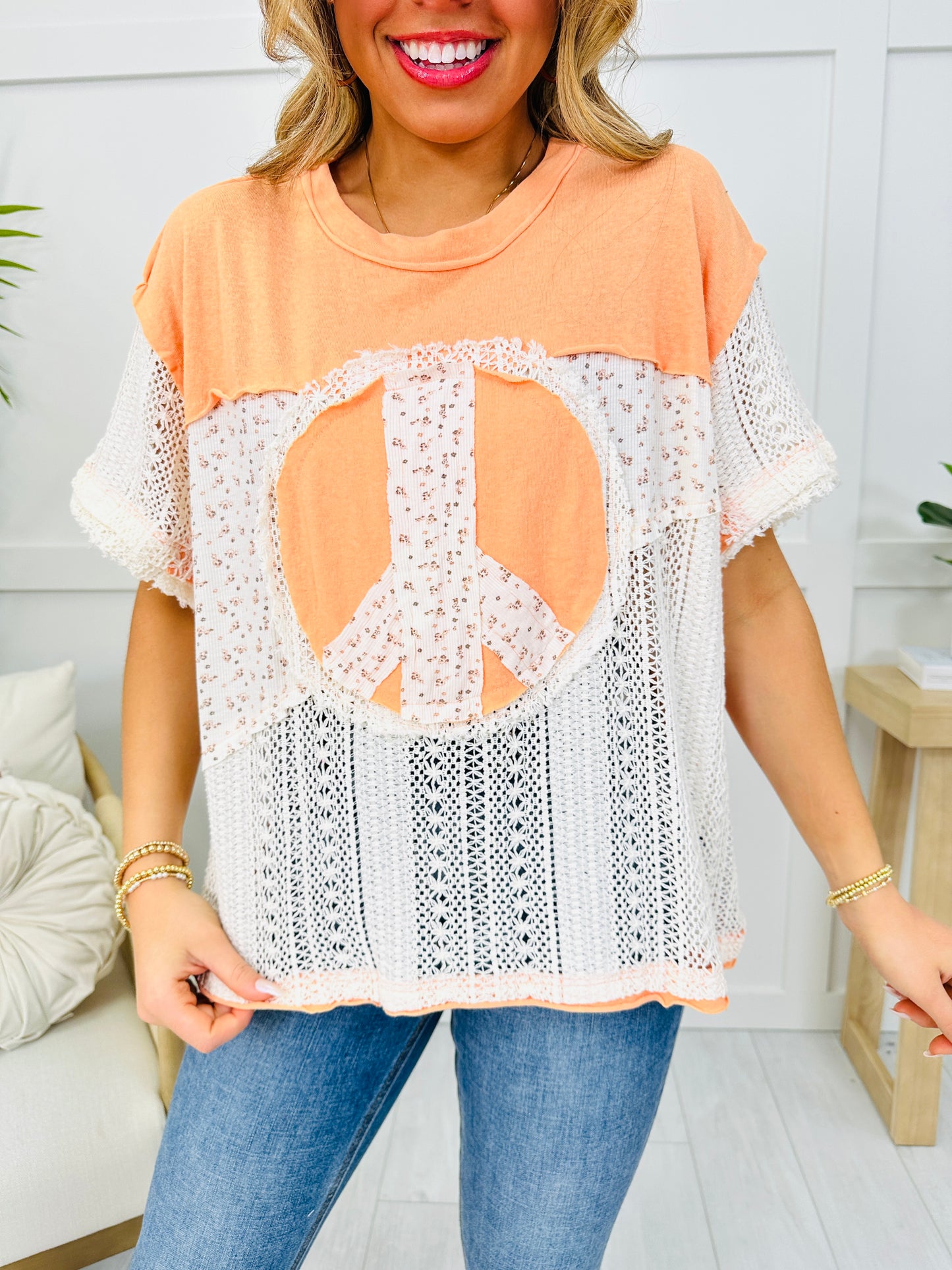 Harmony Stitch Top In Coral Orange