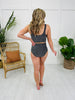 High Waisted V-Cut Swim Bottoms in Black Shimmer