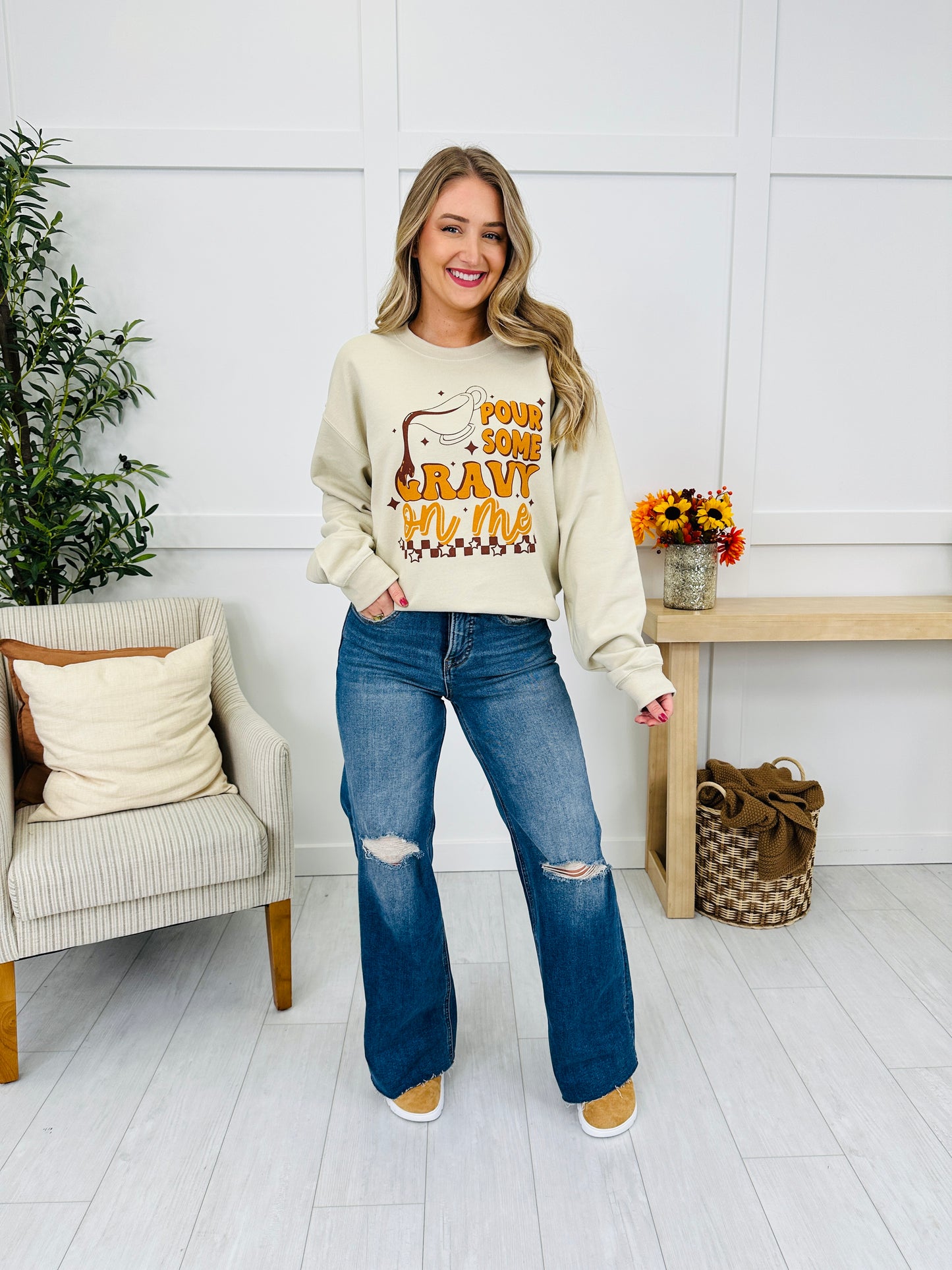 Pour Some Gravy On Me Graphic Crewneck Sweatshirt
