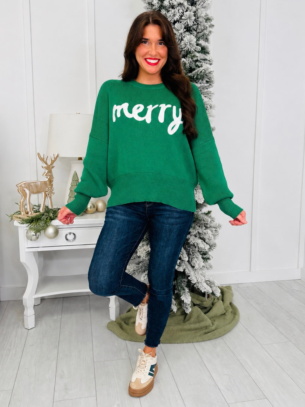 All Is Merry Sweater In Hunter Green