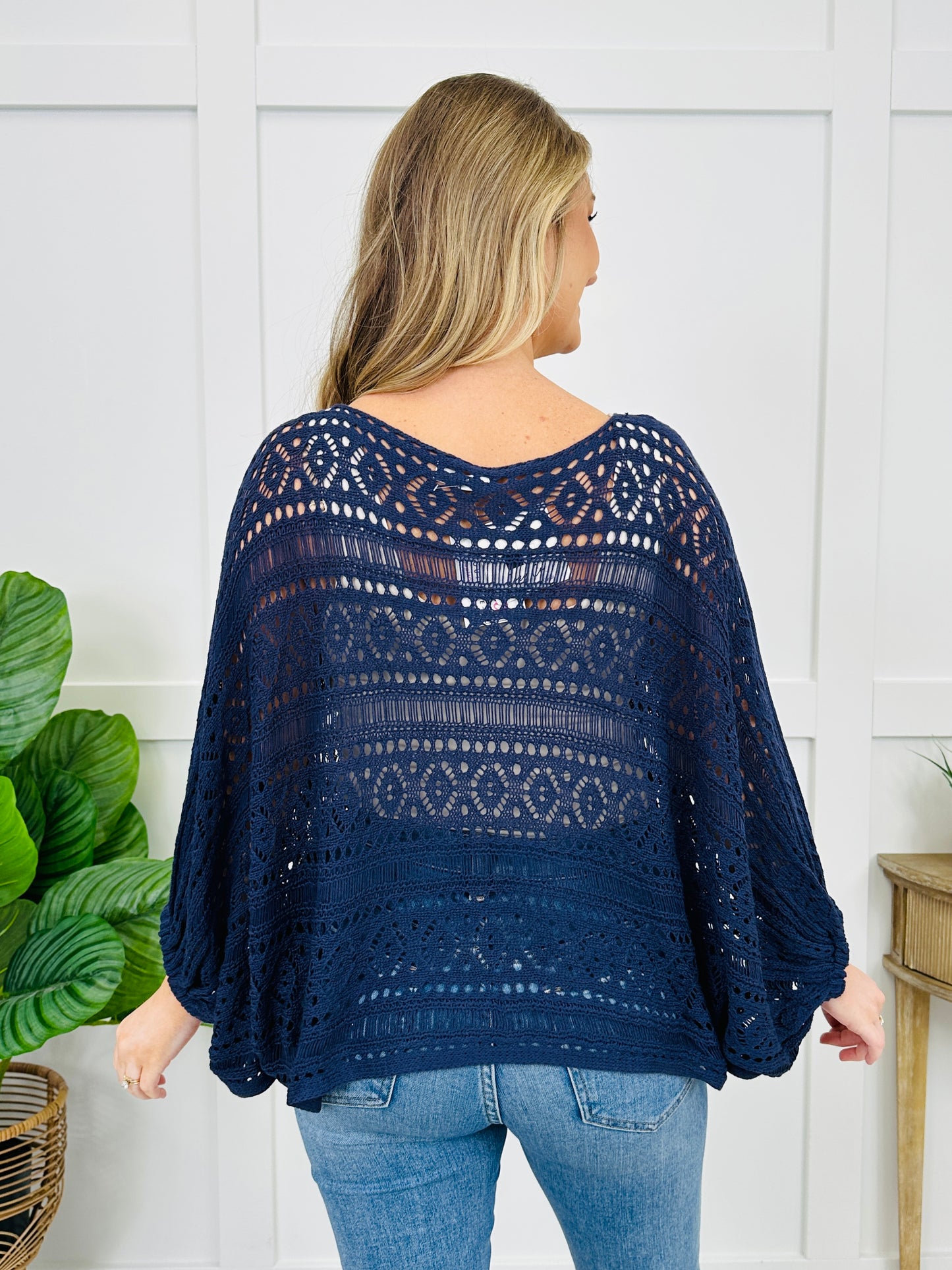 Coastal Night Lace Top In Navy