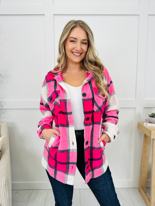 DOORBUSTER! Rustic Runway Shacket in Hot Pink