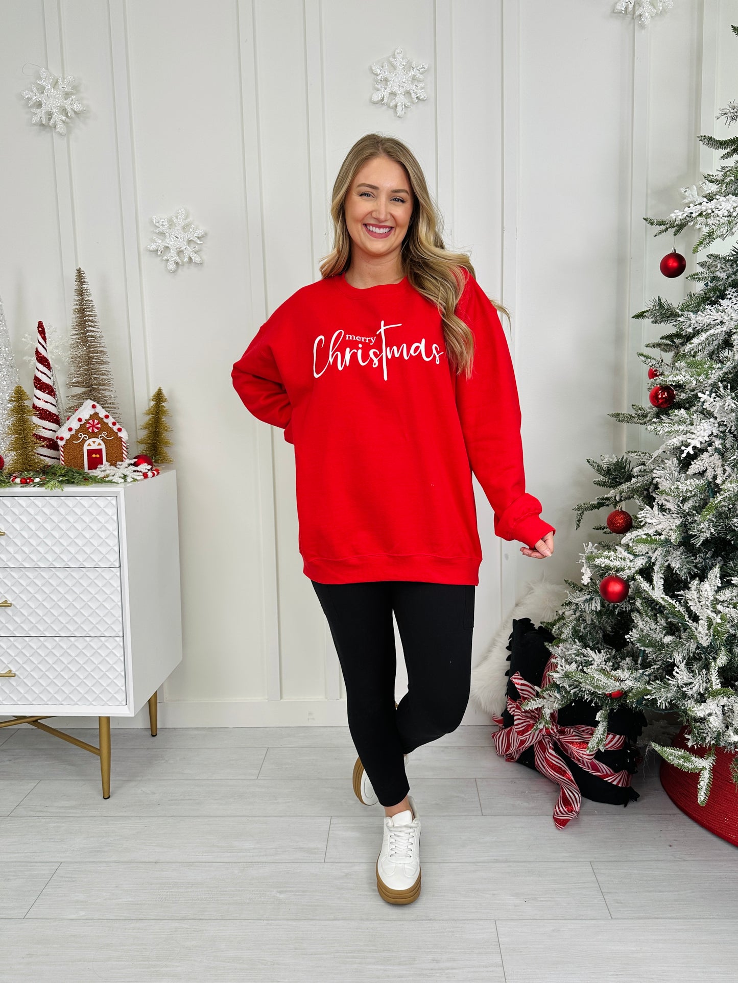 Merry Christmas Graphic Crewneck Sweatshirt
