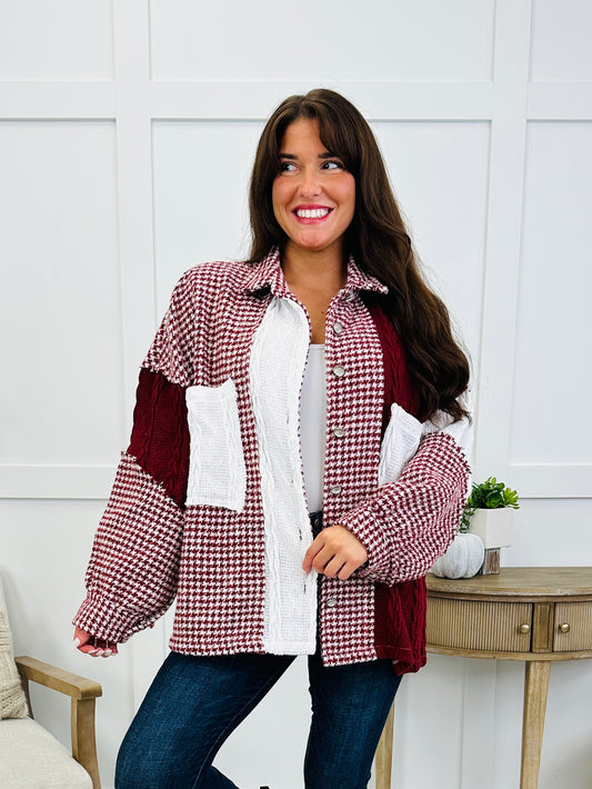 Frosted Pine Shacket In Red