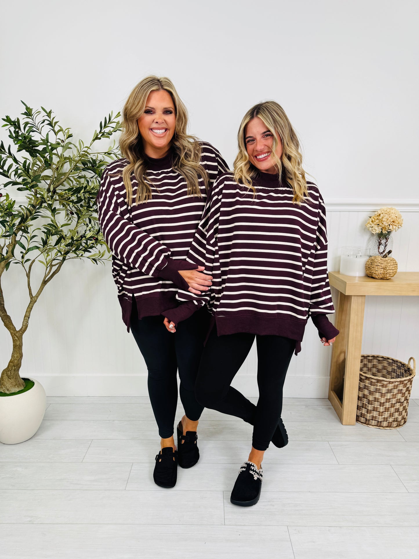 Stripe Up Your Alley Pullover In Wine