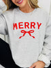 Merry With Ribbon Graphic Crewneck Sweatshirt