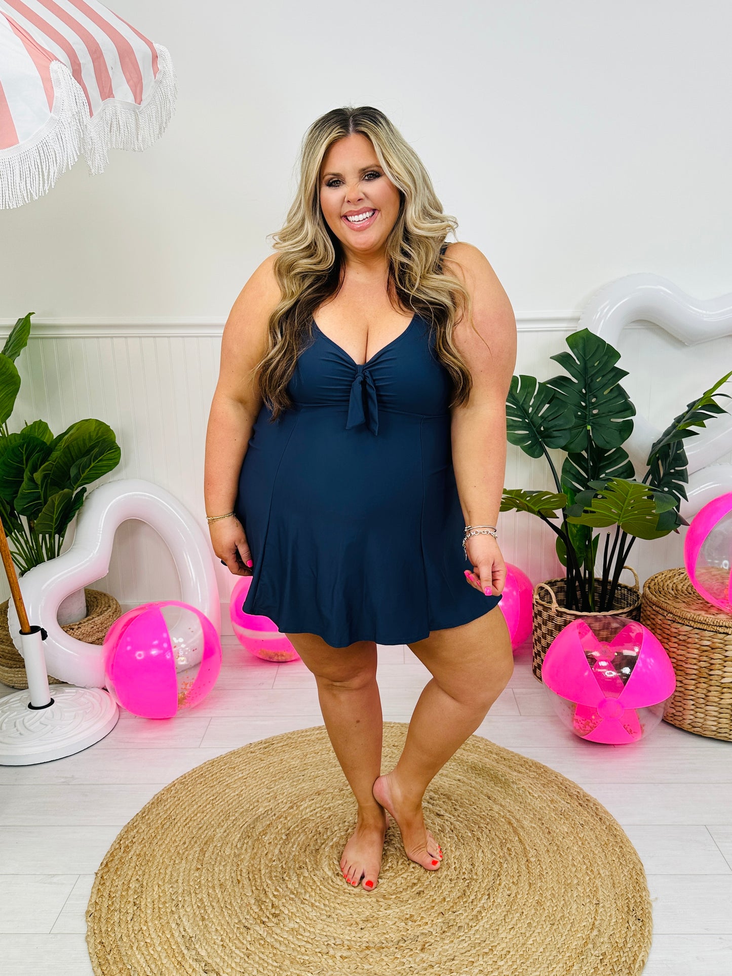 The Lindsay Swim Dress In Navy