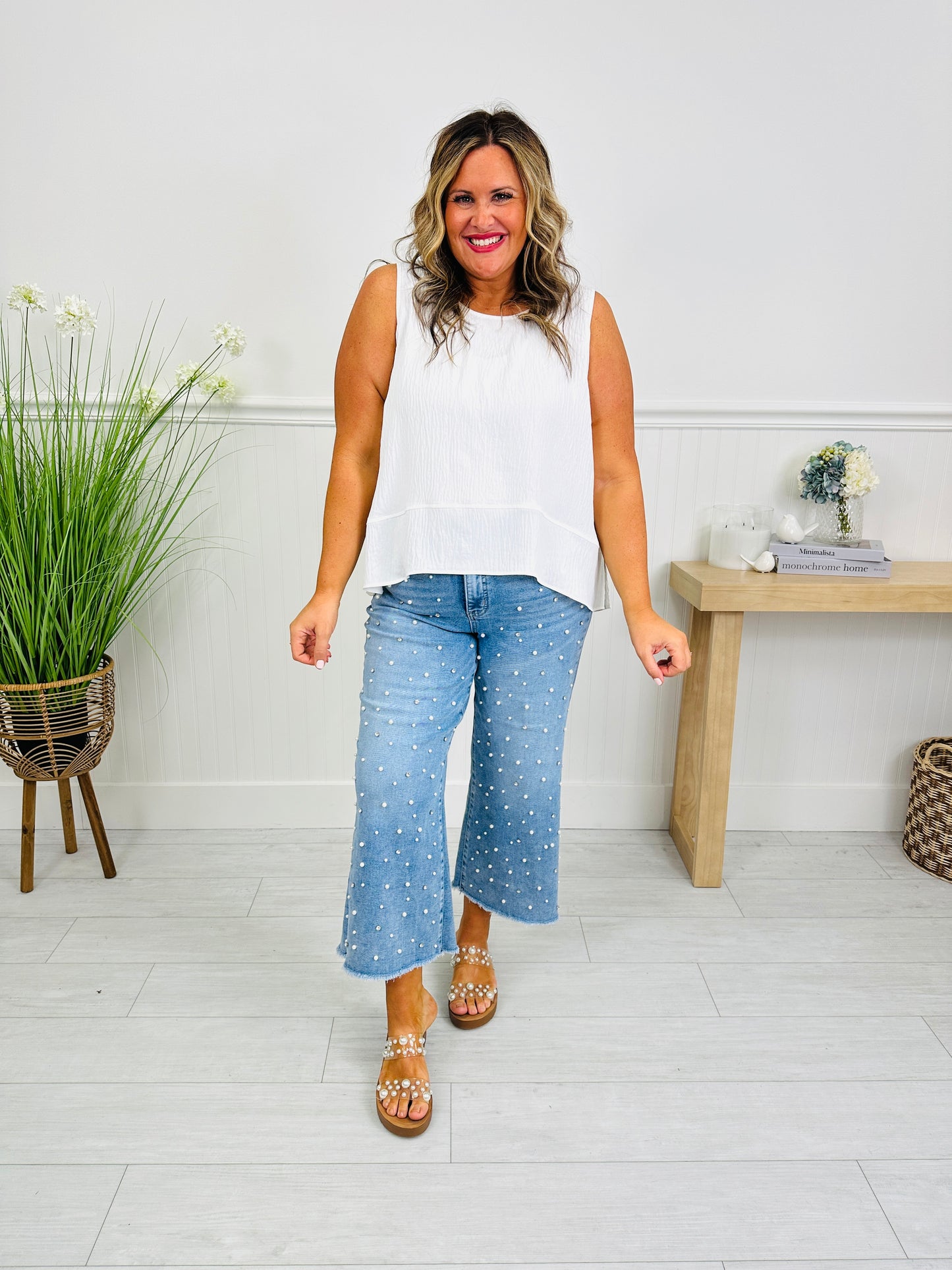 Get Up And Glam Wide Leg Cropped Jeans