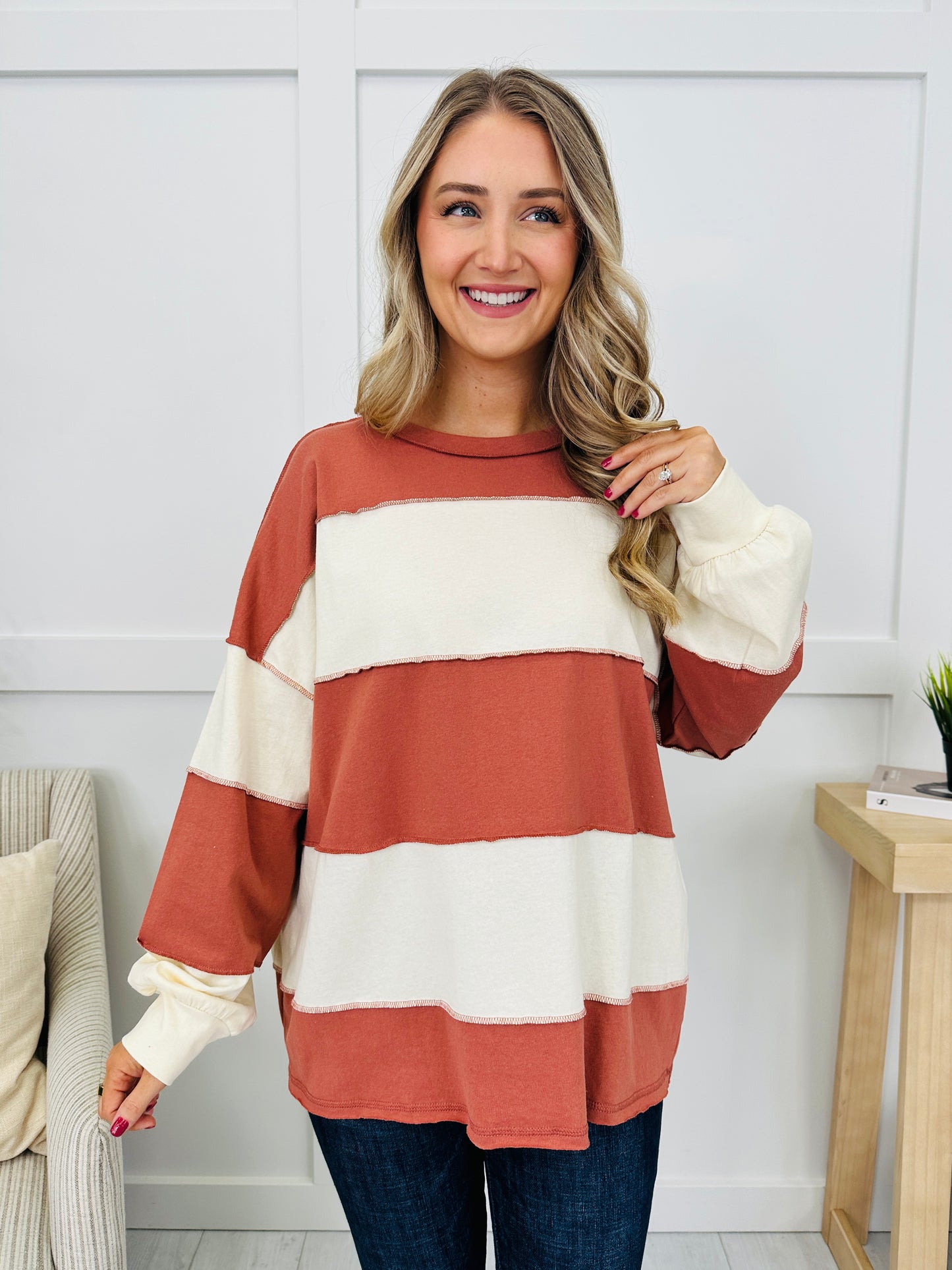 Borderline Bliss Pullover in Terracotta Butter