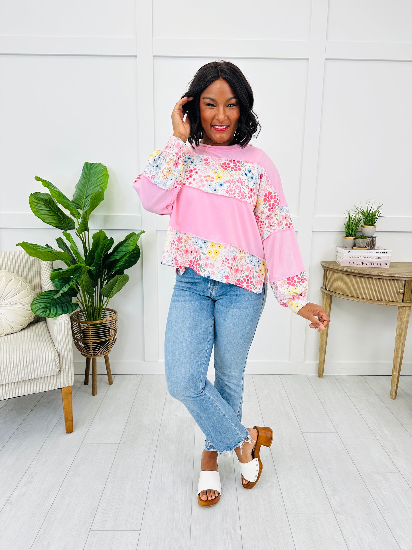 Floral Focus Top In Pink