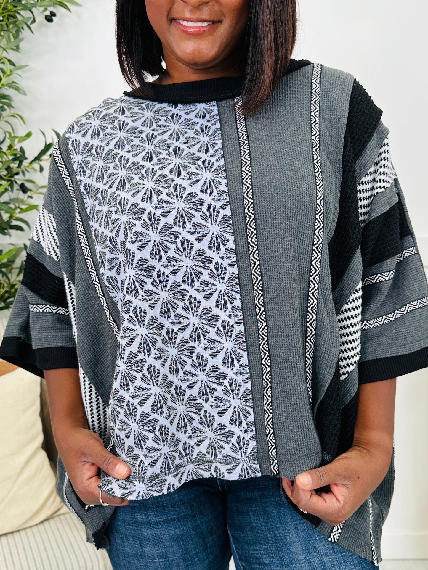 Faded Tales Top in Black