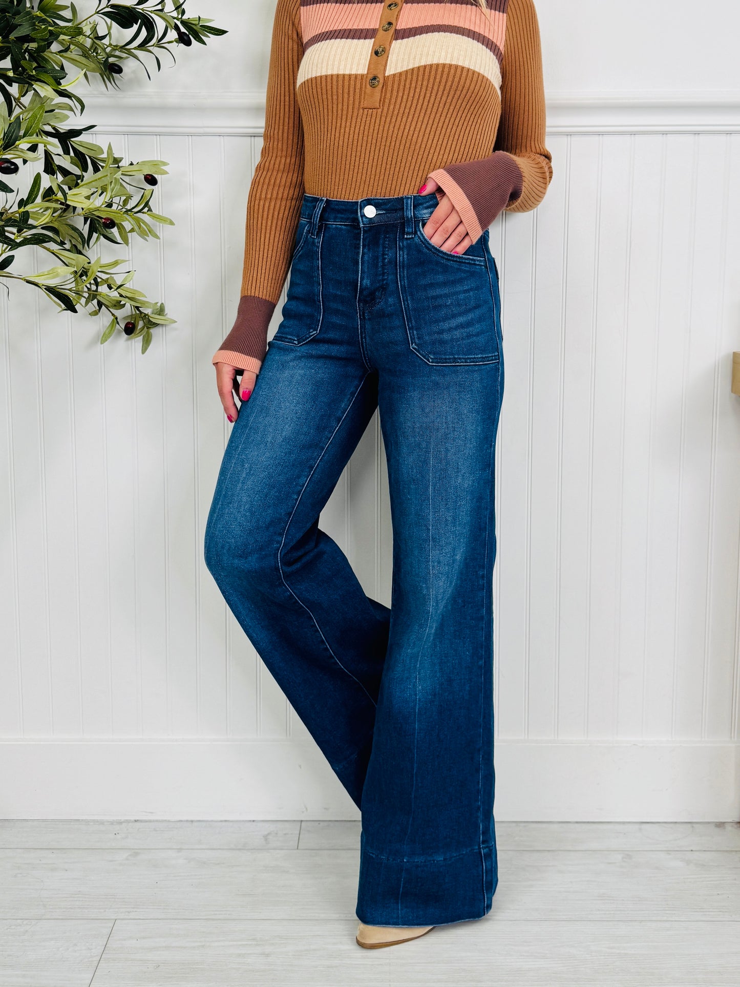 Full Of Style Tummy Control Wide Leg Jeans In Multiple Inseams