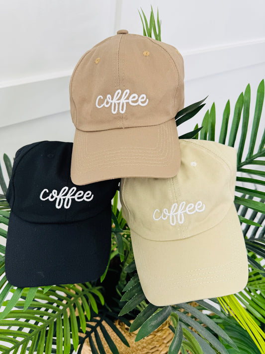 DOORBUSTER! Coffee Embroidered Baseball Cap- Multiple Colors!