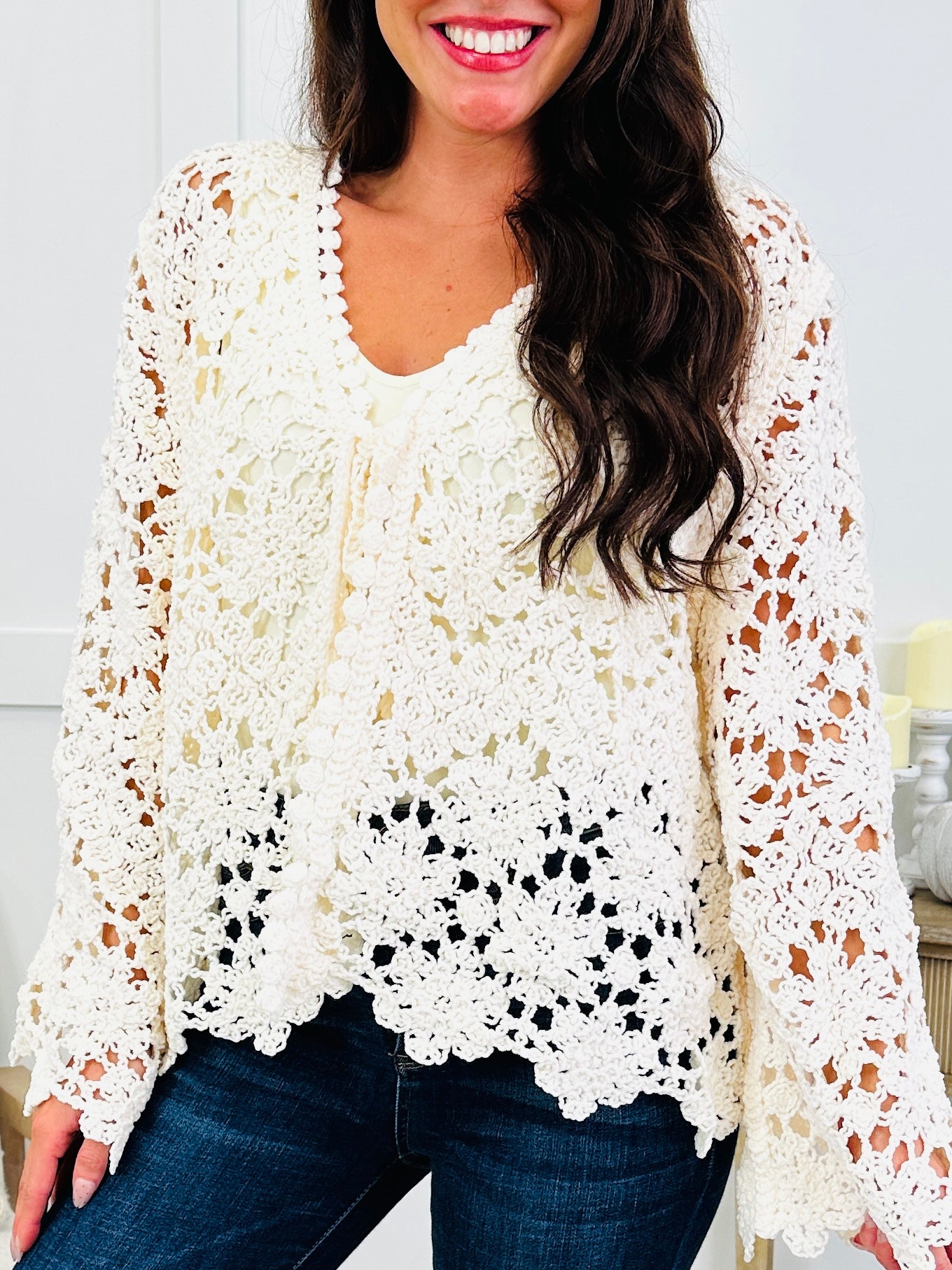 Dream Weaver Cardigan In Cream
