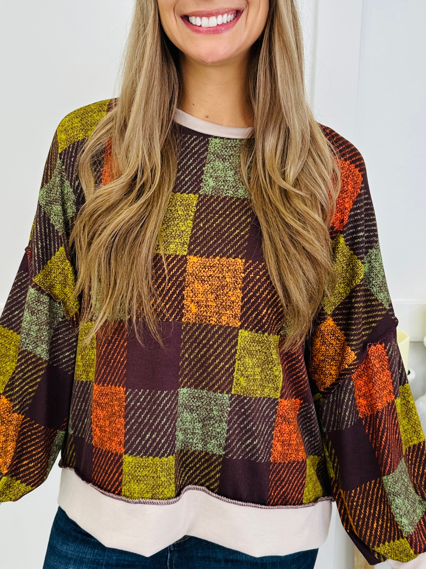 Plaid Poetry Pullover in Chocolate/Forest