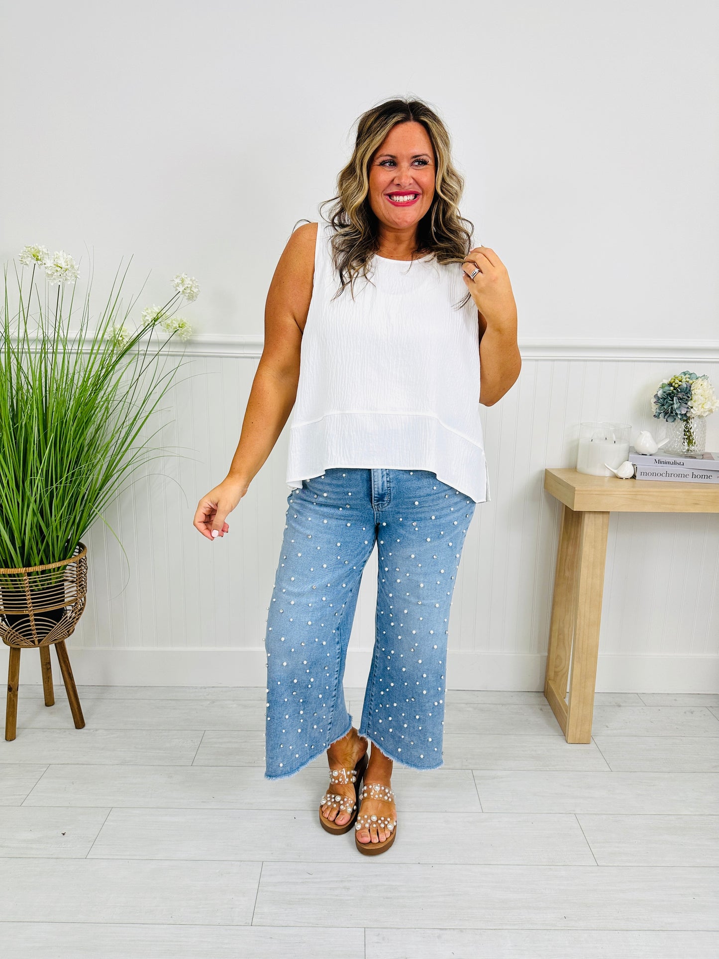 Get Up And Glam Wide Leg Cropped Jeans