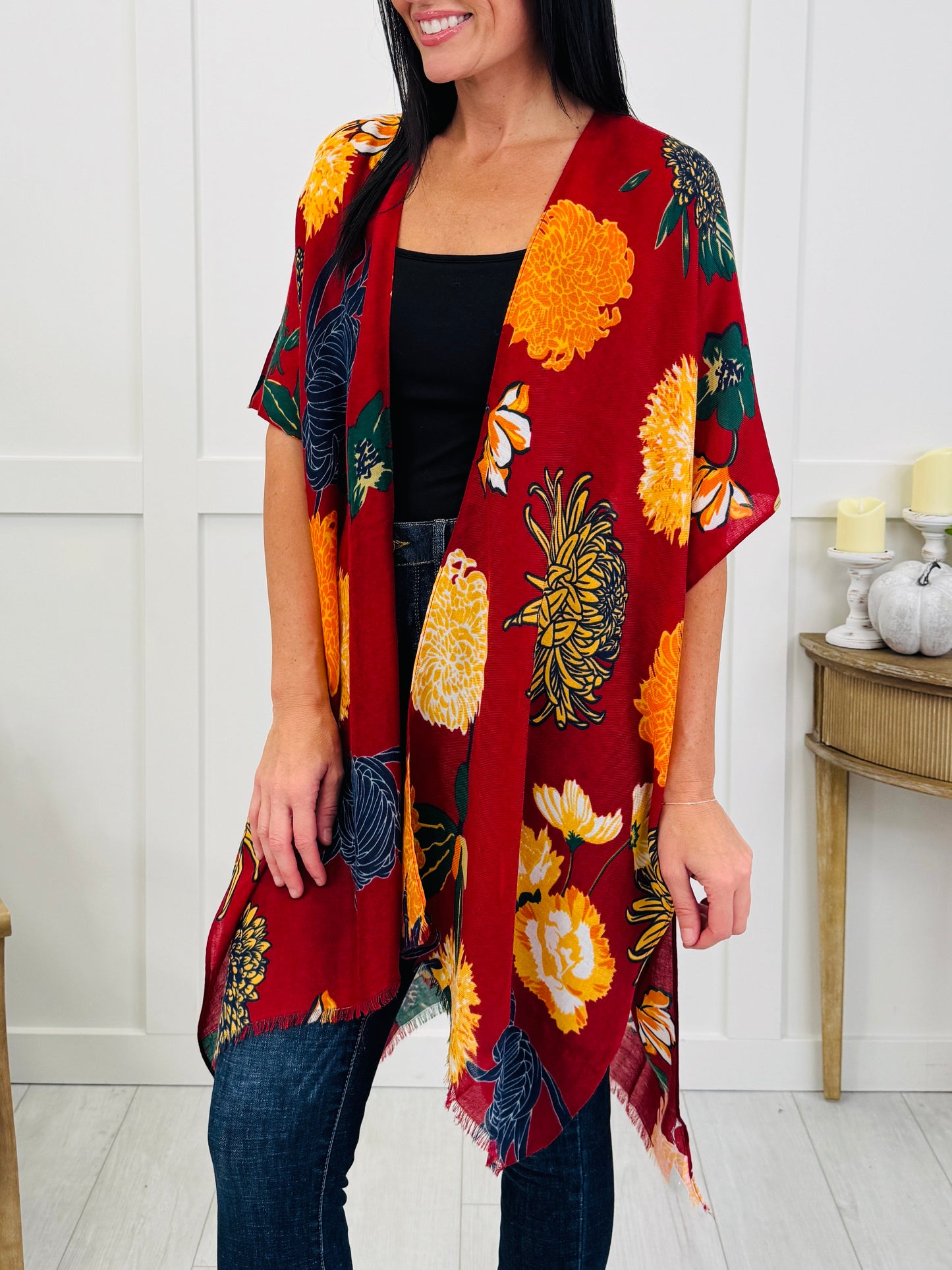 Enchanted Garden Kimono In Red