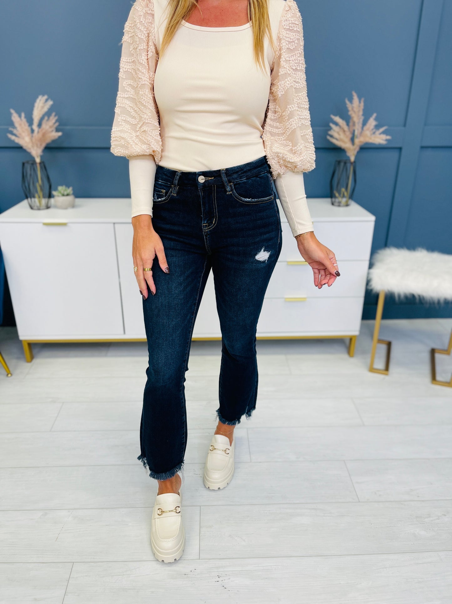 Restock! Mica REG/CURVY Kick Off Flare Cropped Jeans in Two Washes