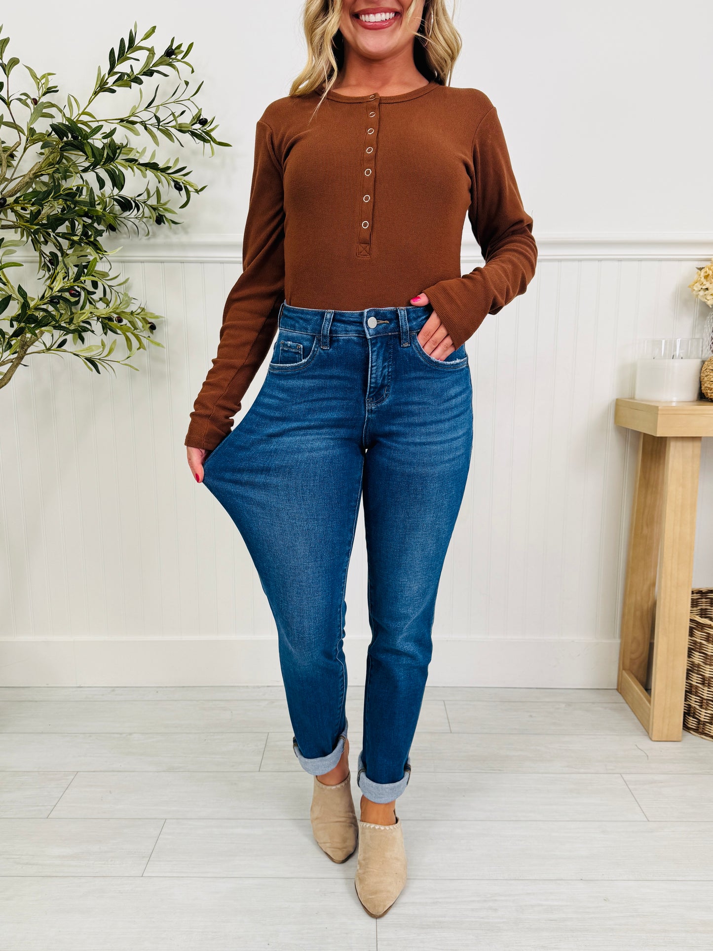Boyfriend Material Tummy Control Boyfriend Jeans