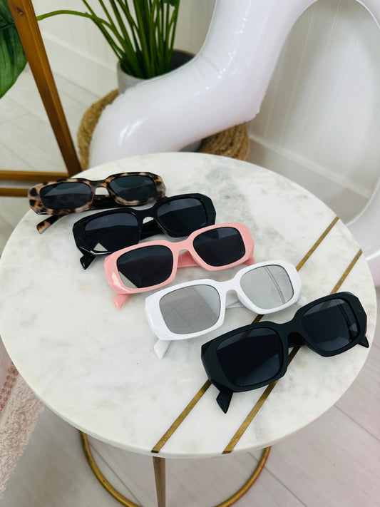 Wide Thick Rectangle Frame Sunglasses- Multiple Colors!