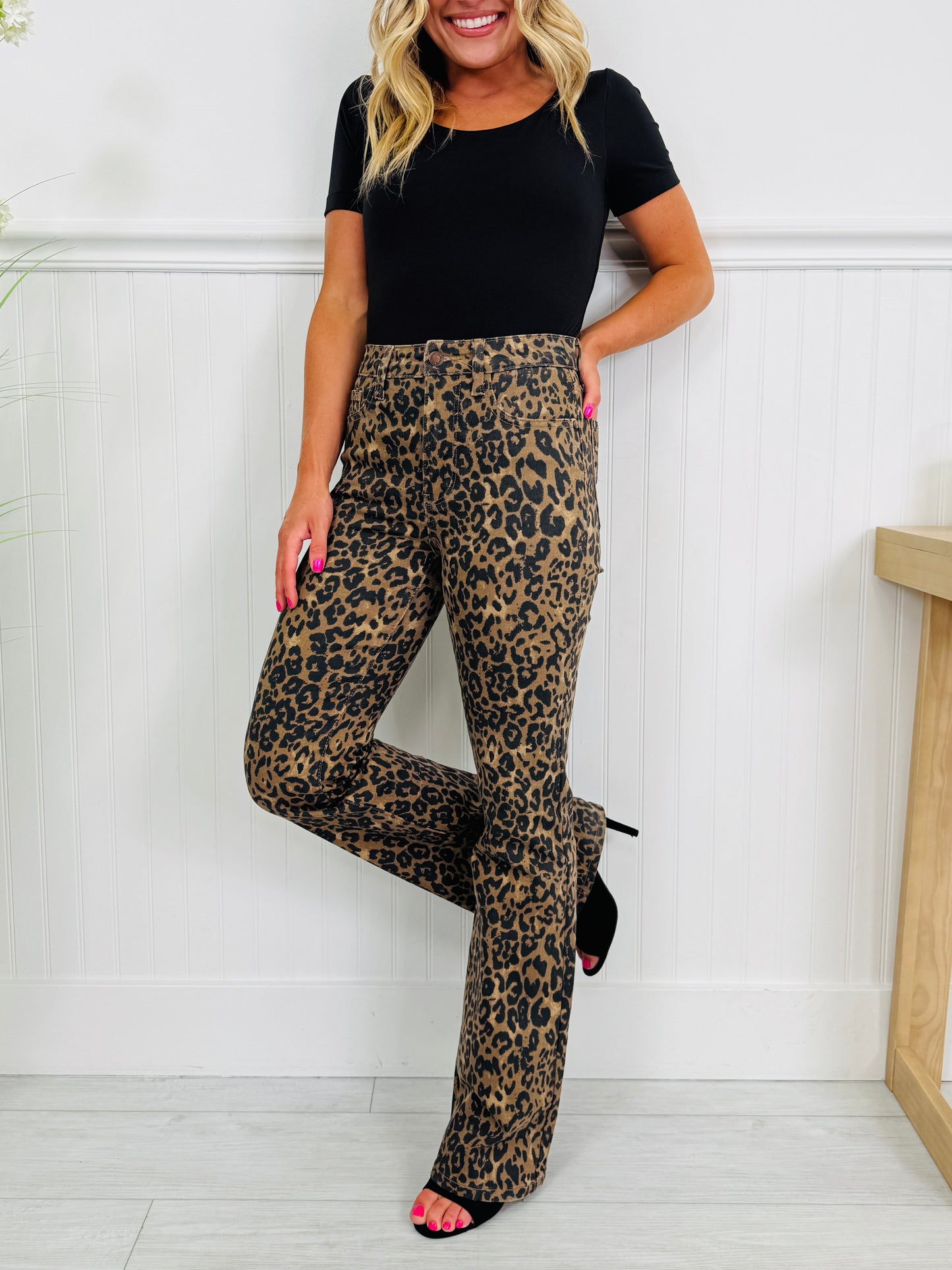 Judy Blue Leveled Up Leopard Bootcut Jeans