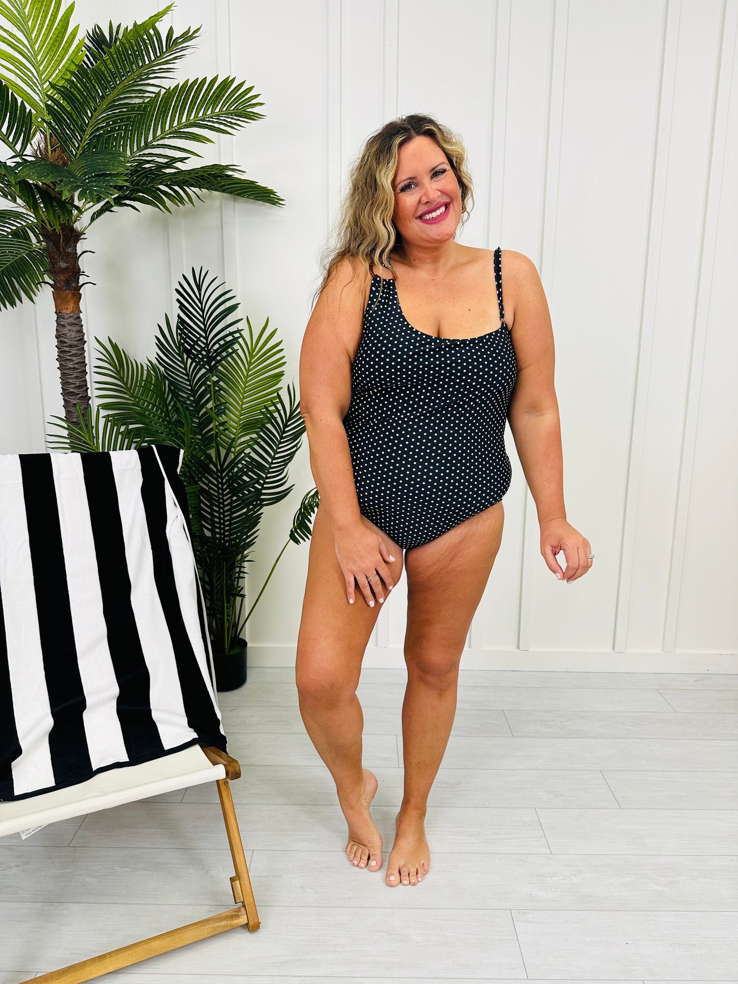 The Paige One Piece Swimsuit In Black/White Polka Dot