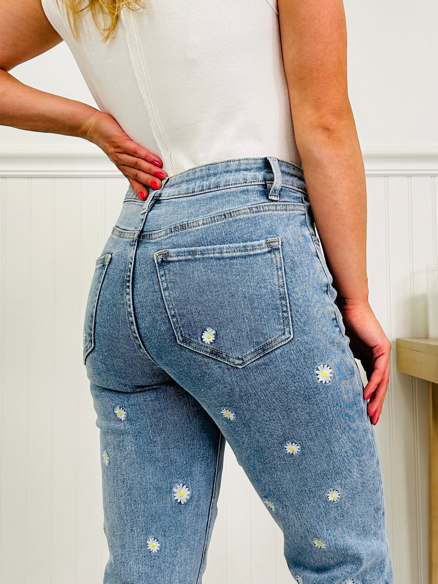 Dreaming of Daisies Tummy Control Straight Jeans