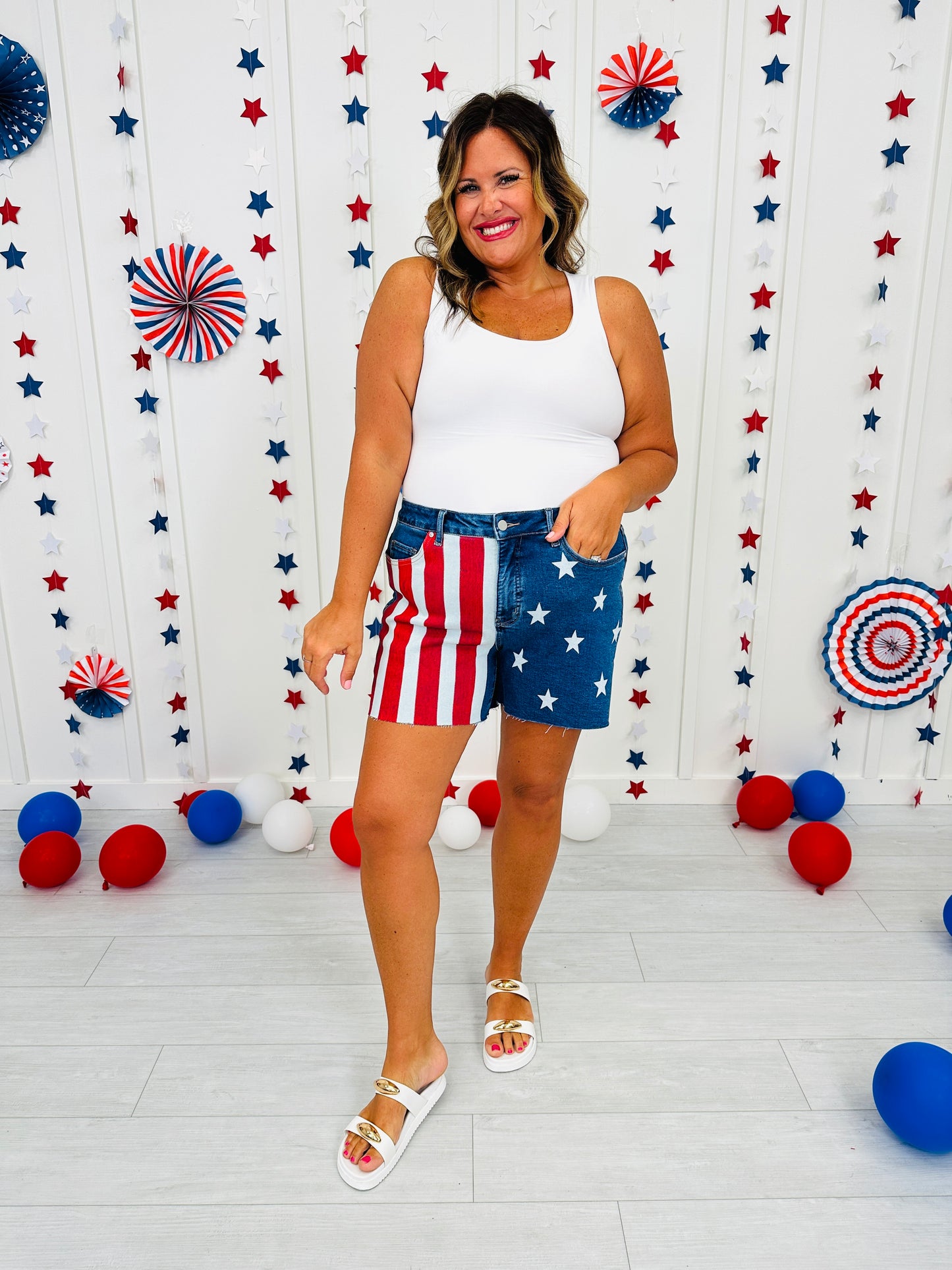 Stars and Stripes Forever Tummy Control Shorts