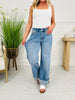 Off The Cuff Wide Leg Cuffed Tummy Control Cropped Jeans