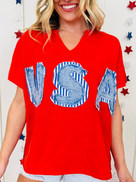 Patriotic Patchwork Top in Multiple Colors