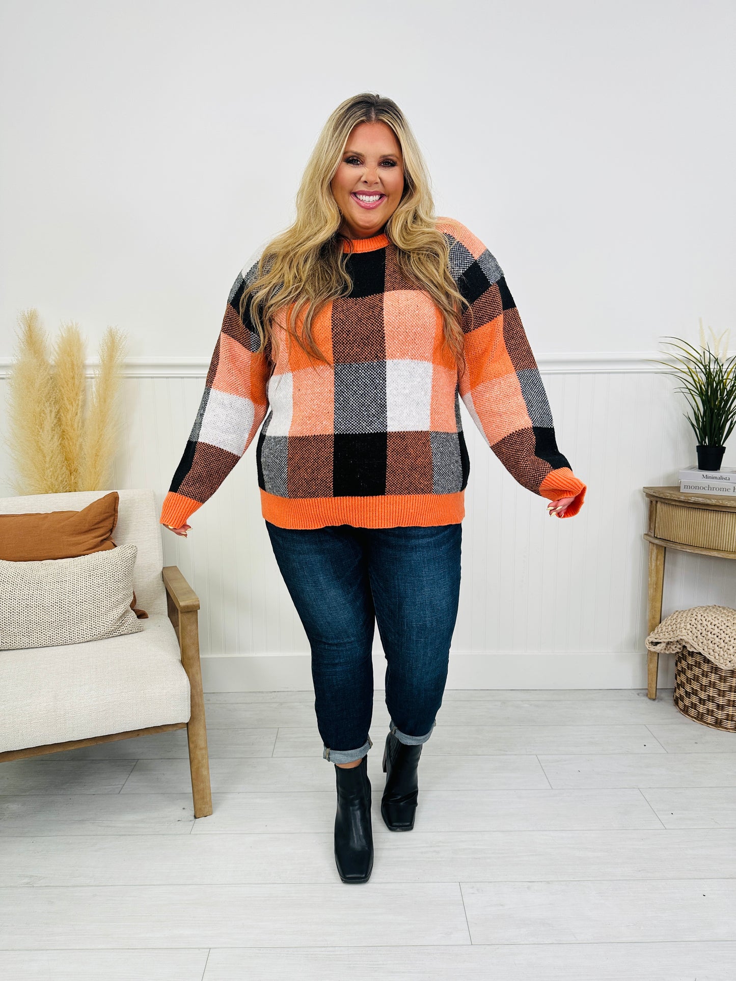 Pumpkin Patch Plaid Sweater