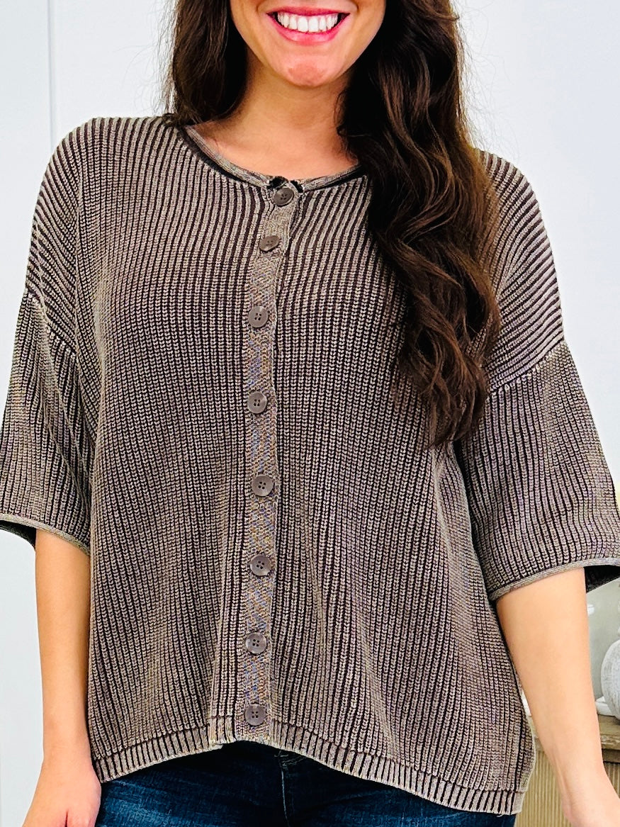 Casual Company Cardigan In Dark Brown